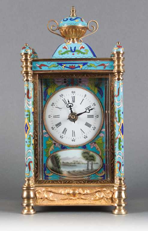 Appraisal: Chinese cloisonne enamel and gilt-metal regulator clock th century urn