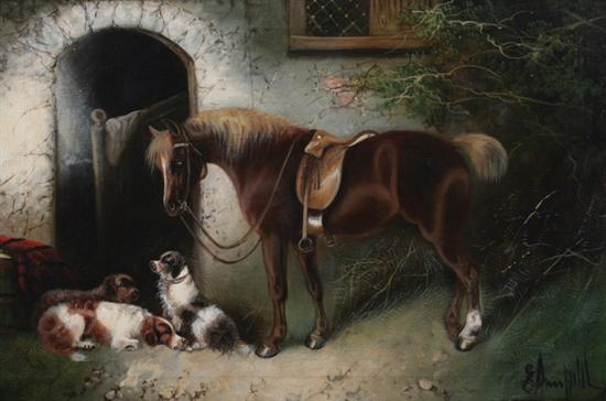 Appraisal: ATTRIBUTED TO GEORGE ARMFIELD English - IN THE STABLE bearing