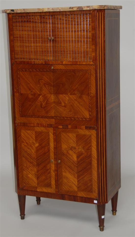 Appraisal: LXVI STYLE SECRETAIRE ABATANT Baneded inlaid having a marble top