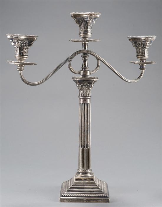 Appraisal: English Sterling three arm candelabrum hallmarked for GHI Co Birmingham