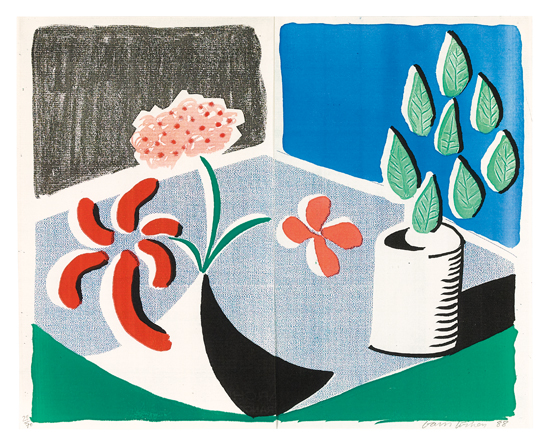 Appraisal: DAVID HOCKNEY Red Flowers and Green Leaves Color office copier