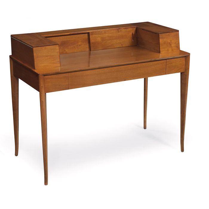 Appraisal: T H Robsjohn-Gibbings desk by Widdicomb bleached walnut upper gallery