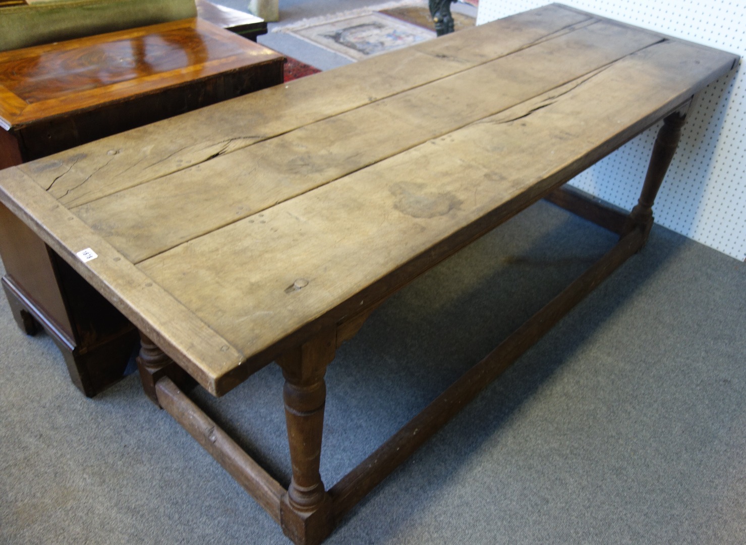 Appraisal: A th century style oak refectory table the cleated three