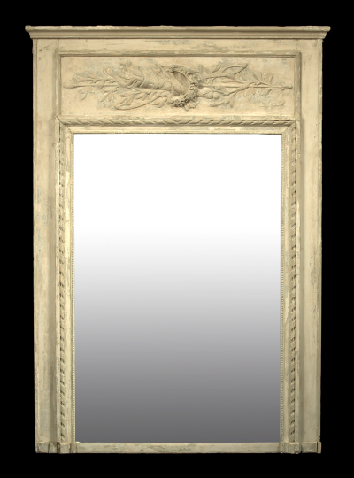 Appraisal: French Carved and Blanc de Trianon-Painted Beechwood and Plaster Overmantel