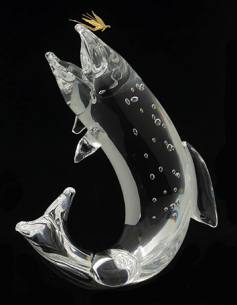 Appraisal: A Steuben glass and eighteen karat gold sculpture Trout and