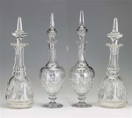 Appraisal: Two pairs of Anglo-Irish glass decanters th century Each with