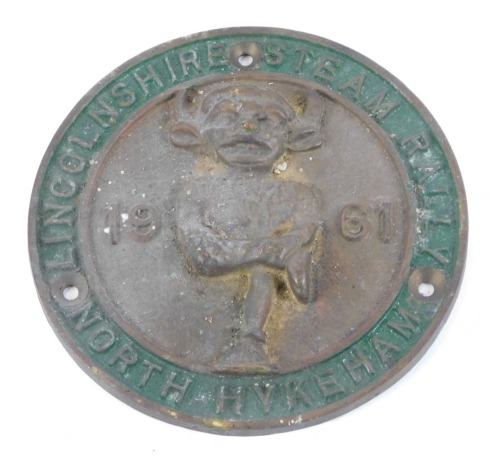 Appraisal: A thC cast metal steam engine plaque for the Lincolnshire