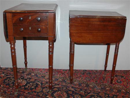 Appraisal: Two Similar Regency Style Mahogany Drop-Leaf Side Tables Estimate -