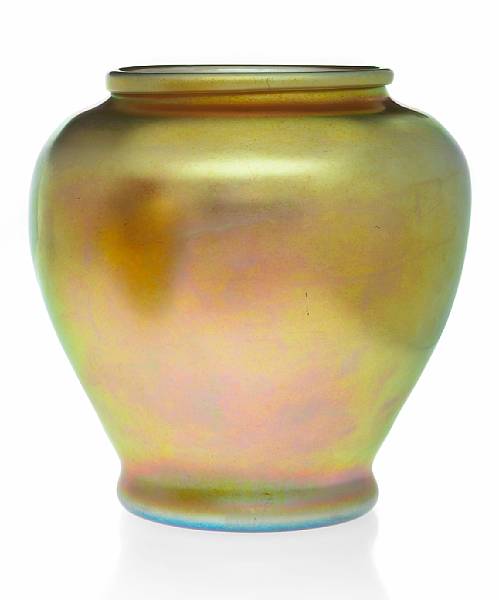 Appraisal: A Steuben gold Aurene glass baluster vase shape - engraved