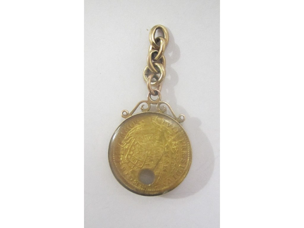 Appraisal: Italian gold coin drilled within an open ct gold pendant