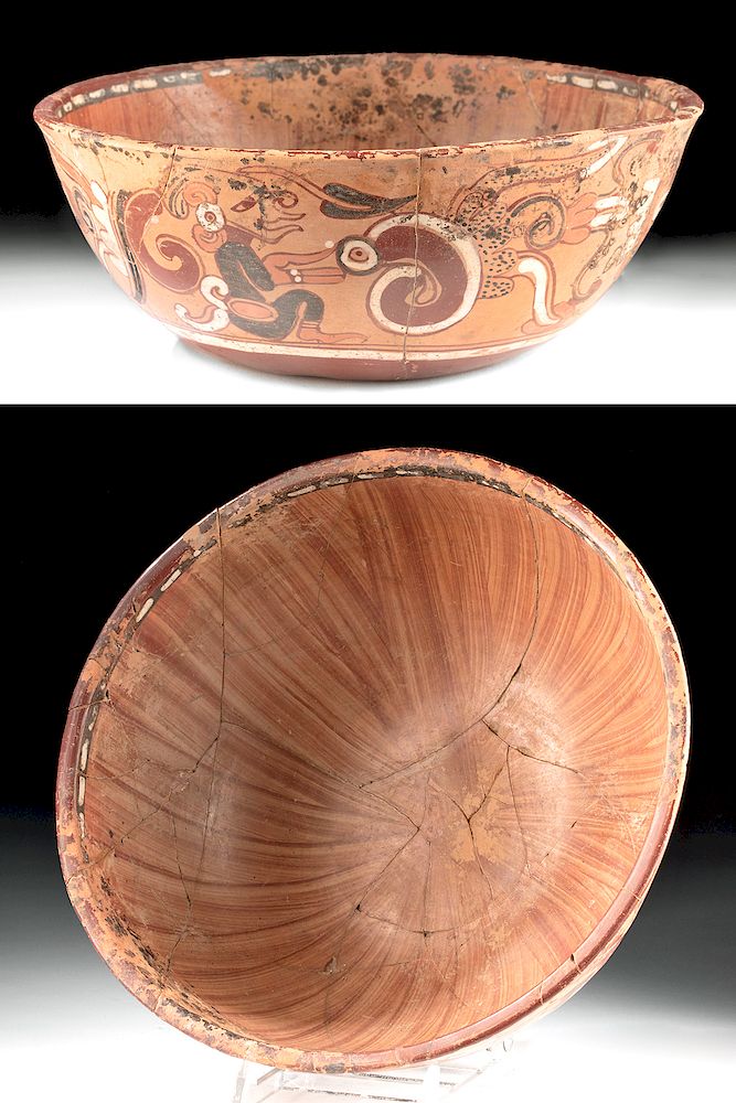 Appraisal: Vera Cruz Polychrome Bowl w Zoomorphic Deities Pre-Columbian Mexico Veracruz