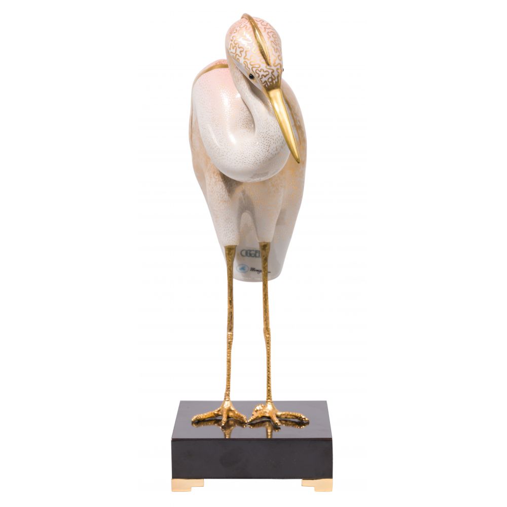 Appraisal: GIULIA MANGANI FOR OGGETTI PORCELAIN HERON STATUETTELate th century porcelain