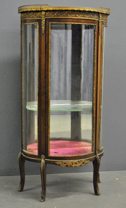 Appraisal: - French mahogany vitrine with red marble top and gilt