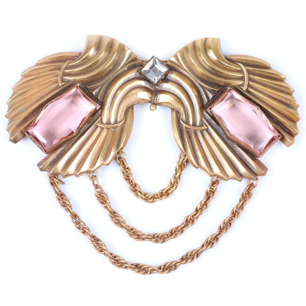 Appraisal: JOSEFF OF HOLLYWOOD LARGE ART DECO VICTORY WINGS BROOCH WITH