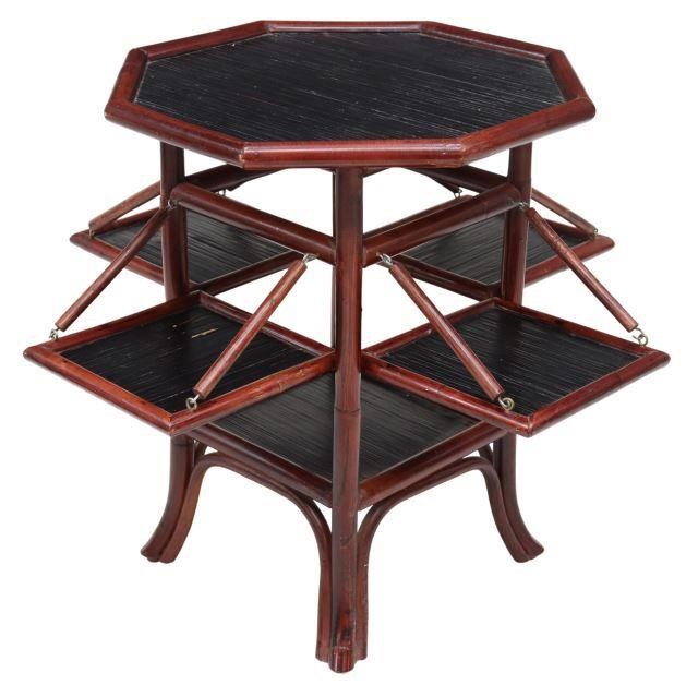 Appraisal: Bamboo side table th c in a red stain hexagonal