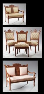 Appraisal: Five Piece American Eastlake Carved Walnut Parlor Suite late th