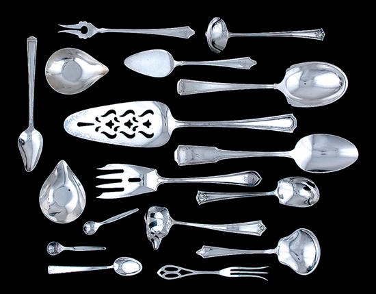 Appraisal: Assortment of sterling serving pieces Towle salt cellars with spoons