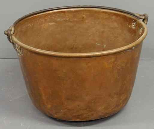 Appraisal: Copper apple butter kettle th c with an iron bail