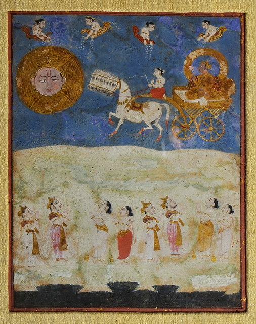 Appraisal: AN INDIAN MINIATURE PAINTED WITH UCHCHAIHSHRAVAS pulling Indra in a