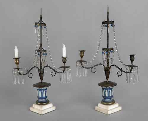 Appraisal: Pair of Regency style candelabra th c with Wedgwood type