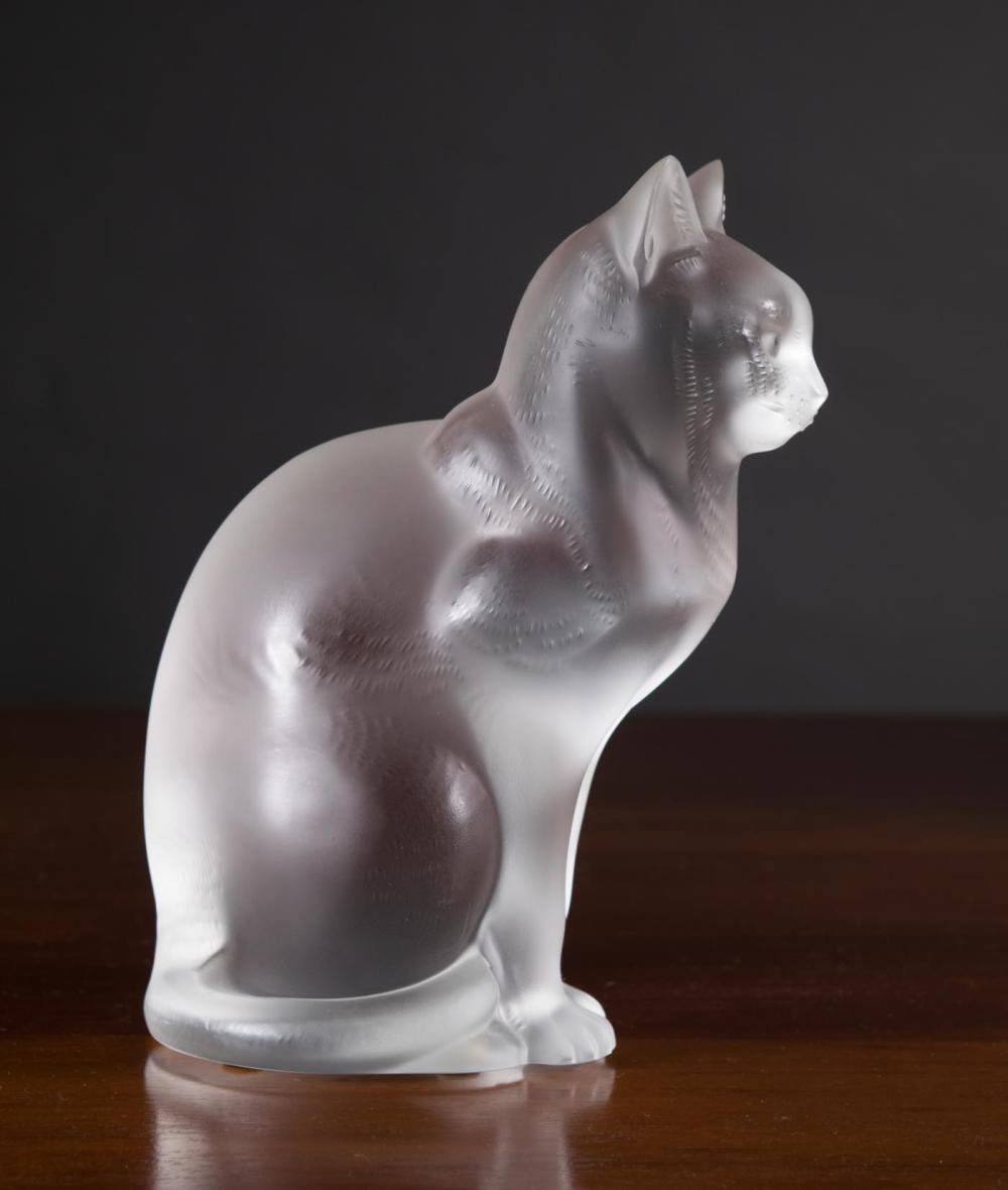 Appraisal: FRENCH LALIQUE FROSTED GLASS CAT seated pose etched 'Lalique France'