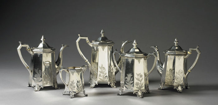 Appraisal: AMERICAN SILVER FIVE PIECE TEA AND COFFEE SERVICE BAILEY KITCHEN