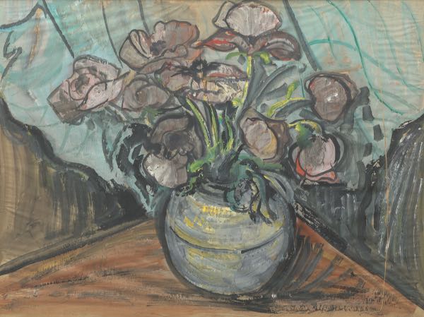 Appraisal: SAMUEL A MARX - x Floral Arrangement ca 's Guache