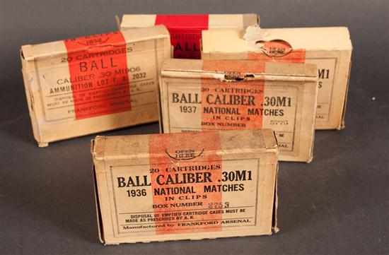 Appraisal: Group of ammunition including box of cartridges ball cal M