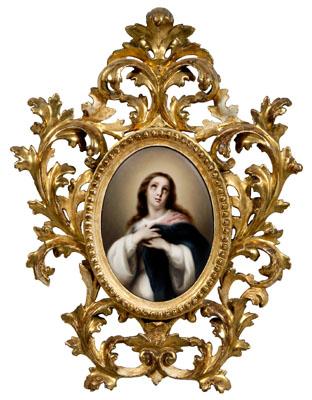 Appraisal: Berlin KPM porcelain plaque the Virgin Mary gazing upward marks