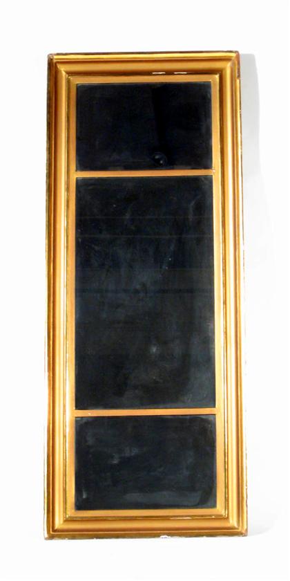 Appraisal: Classical giltwood overmantel mirror circa Rectangular three-part form