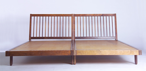 Appraisal: GEORGE NAKASHIMA Pair of walnut twin beds each with slatted