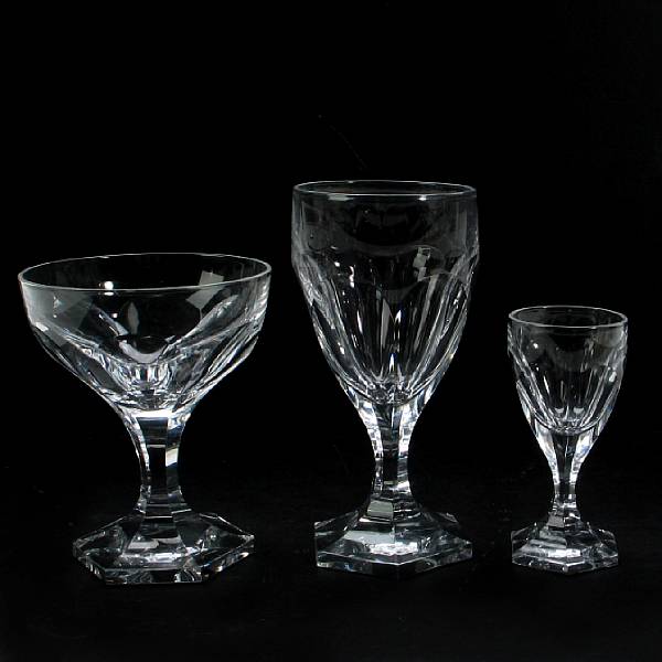 Appraisal: A group of Kosta cut glass stemware Rosersberg pattern comprising