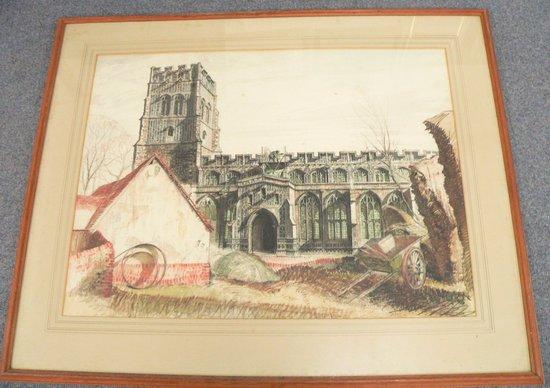 Appraisal: Gerald GardinerAn East Anglian Churchwatercolour and chalk cm x cm