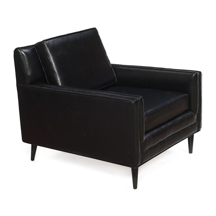 Appraisal: Paul McCobb lounge chair attribution black vinyl upholstered seat over