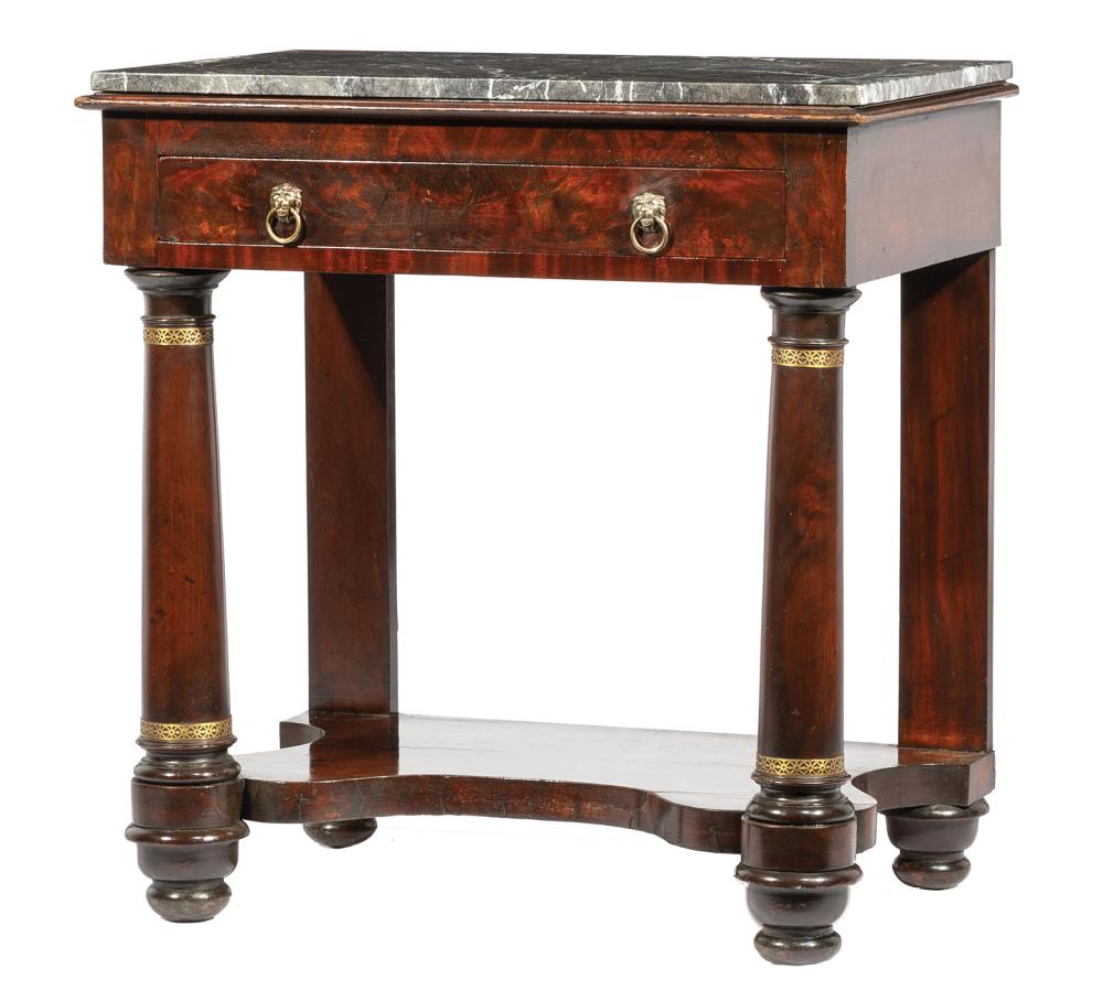 Appraisal: American Classical Mahogany Mixing Table early th c later marble