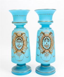 Appraisal: A Pair of Victorian Glass Vases Height inches A Pair