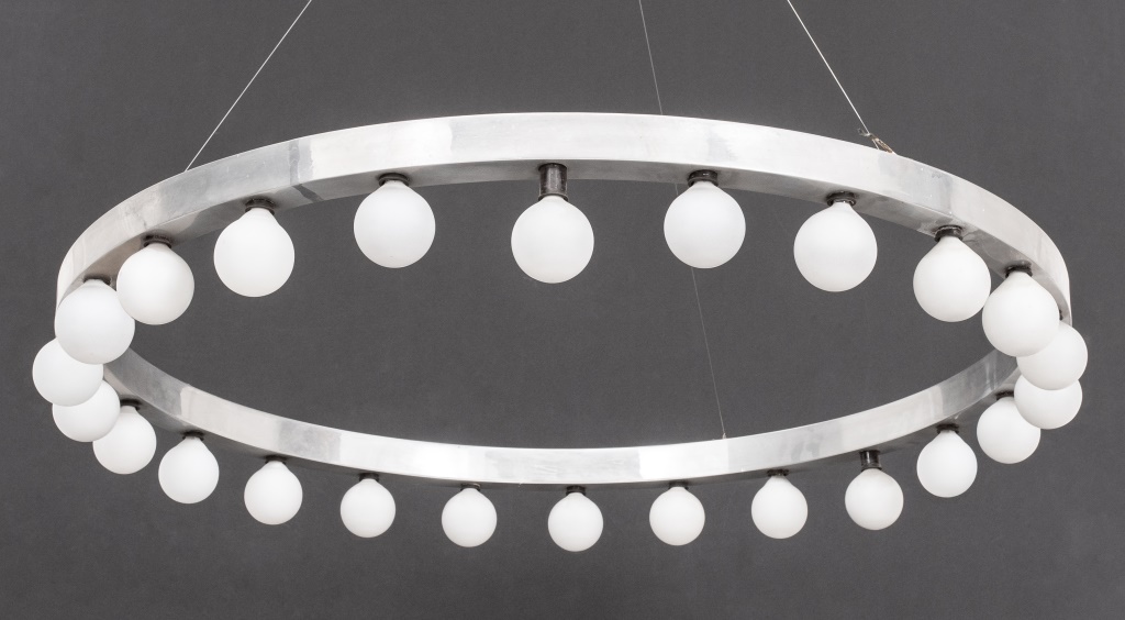 Appraisal: ALVIN LUSTIG MANNER MODERN RING CHANDELIER Alvin Lustig American -