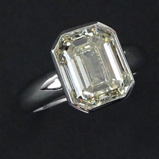 Appraisal: Approx Carat Emerald Cut Diamond and Karat White Gold Engagement