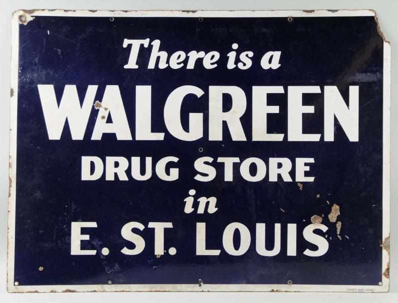 Appraisal: Porcelain Blue Walgreen Advertising Sign Description Circa s Condition Excellent