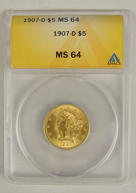 Appraisal: -D Liberty Head Gold Coin ANACS certified and graded MS