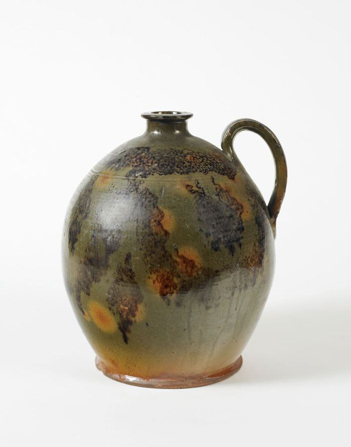 Appraisal: GONIC NEW HAMPSHIRE OLIVE-GREEN MANGANESE AND YELLOW GLAZED BULBOUS REDWARE