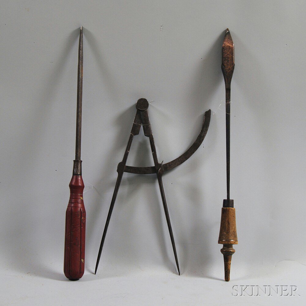 Appraisal: Three Oversized Hand Tools early th century a flathead screwdriver