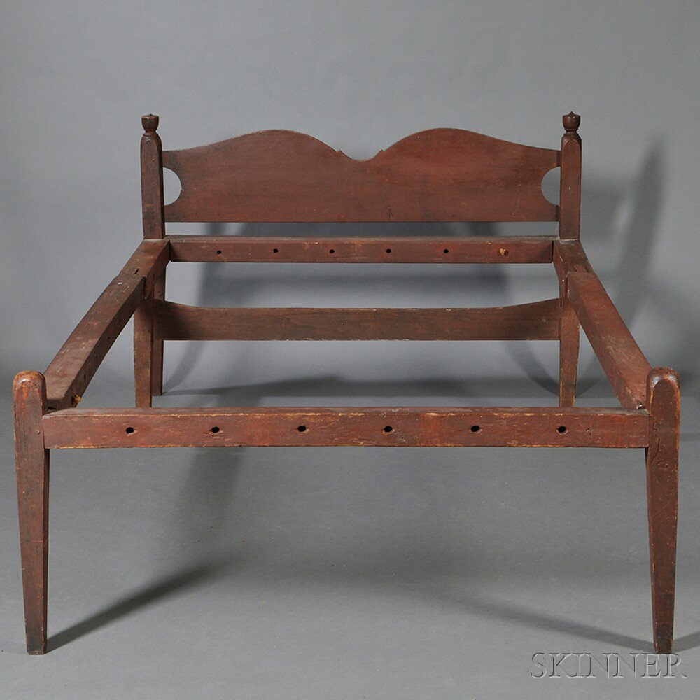 Appraisal: Red-painted Press Bed New England th century the shaped serpentine