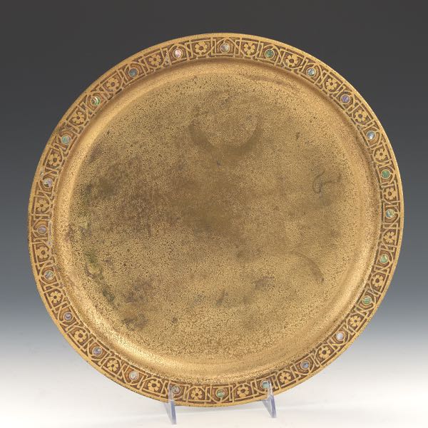 Appraisal: TIFFANY STUDIOS D'ORE BRONZE TRAY WITH MOTHER OF PEARL INSERTS