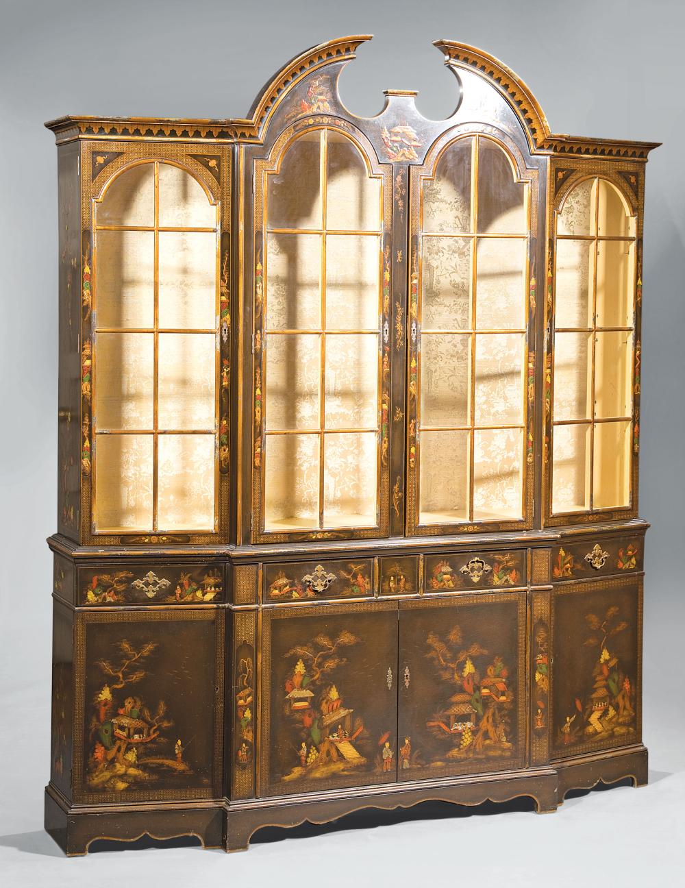 Appraisal: Georgian-Style Chinoiserie-Decorated Breakfront th c Schmieg and Kotzian New York