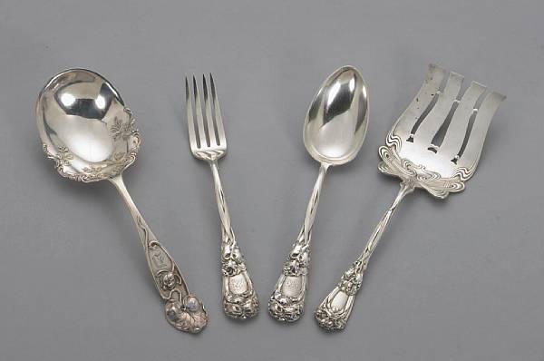 Appraisal: A group of sterling flatware in the art nouveau taste