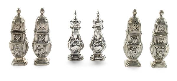 Appraisal: A group of silver casters comprising set of four Continental