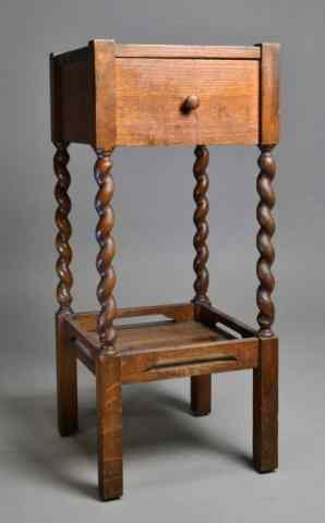 Appraisal: OAK SMOKING STAND WITH BARLEY TWIST LEGSCharming smoking stand with