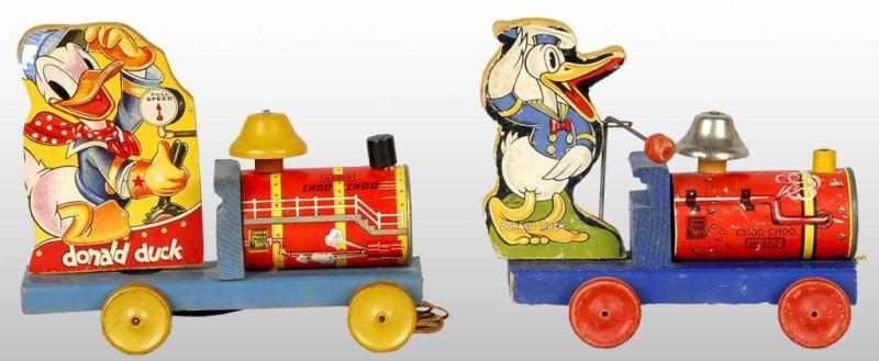 Appraisal: Lot of Fisher Price Donald Duck Train Toys Description American