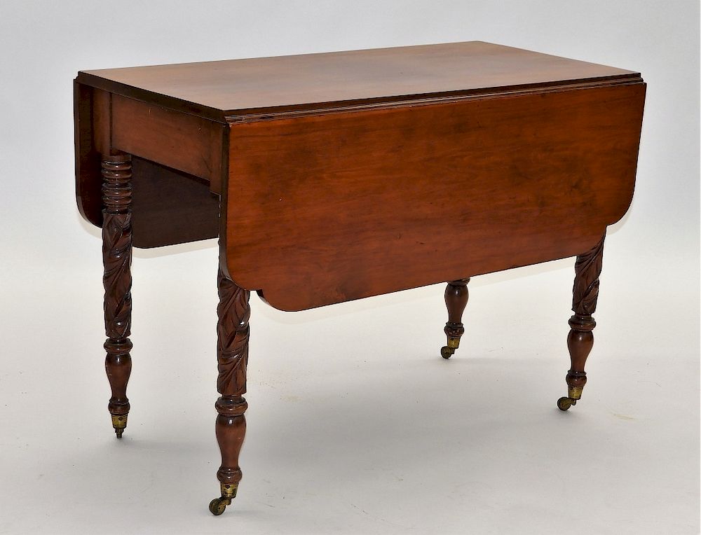 Appraisal: New York Federal Cherry Drop Leaf Table New York Circa